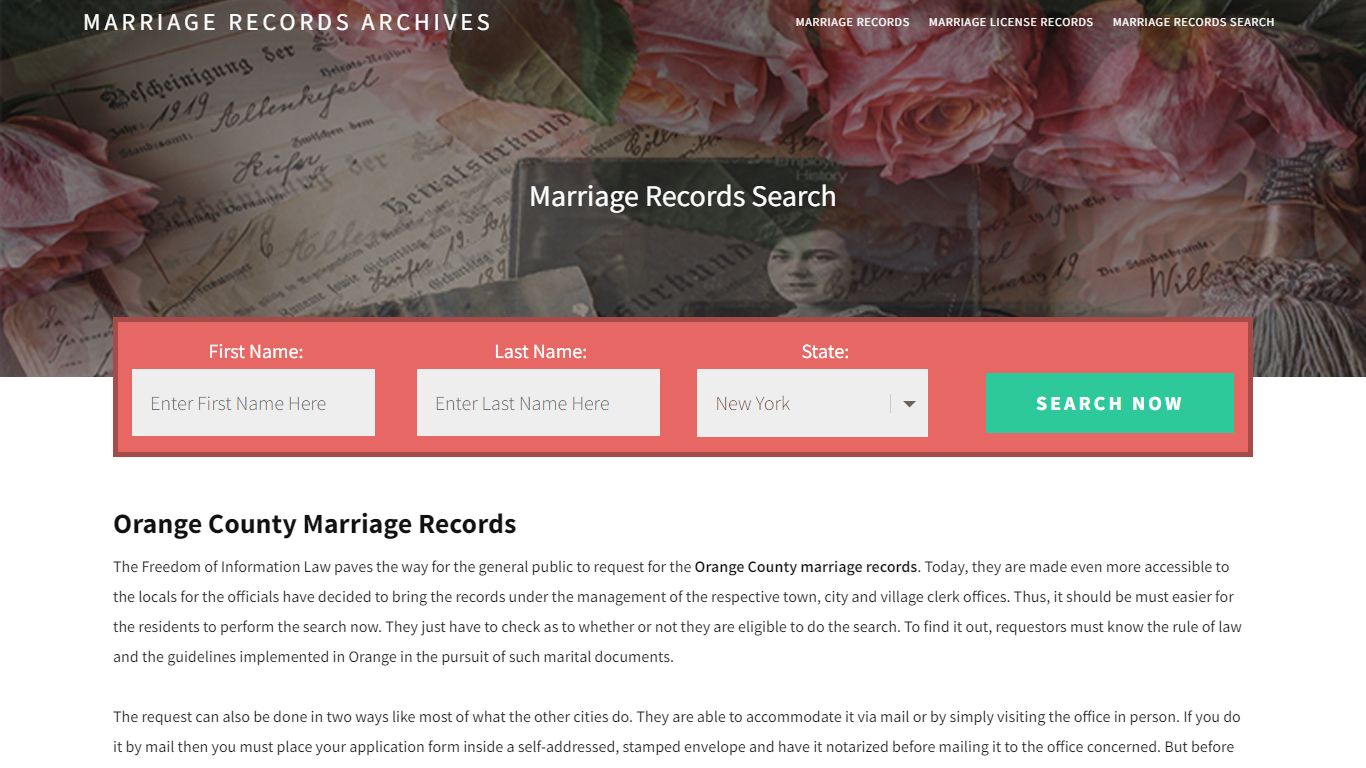 Orange County Marriage Records | Enter Name and Search|14 Days Free